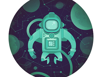 Spaceman astronaut character constellation cosmos planet space space suit spaceman symmetrical