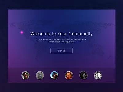 Flat Web Landing Page blur flat location map marker minimal overlay simple social ui web world