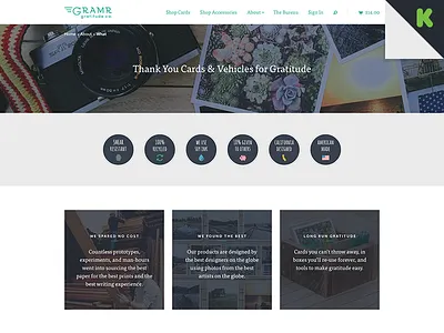 What is Gramr ecommerce gramr green icons kickstarter landing responsive store web woocommerce wordpress