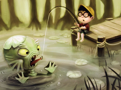 Swampfishing fishing illustration swamp