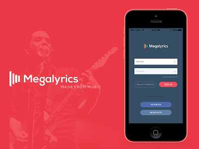 Megalyrics - made from music app application interface ios mobile music player ui ux