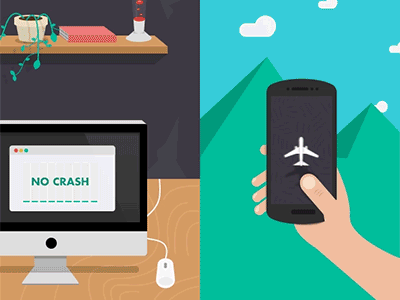 Phone illustration (gif) bounce flat game gif illustration imac office plane plant