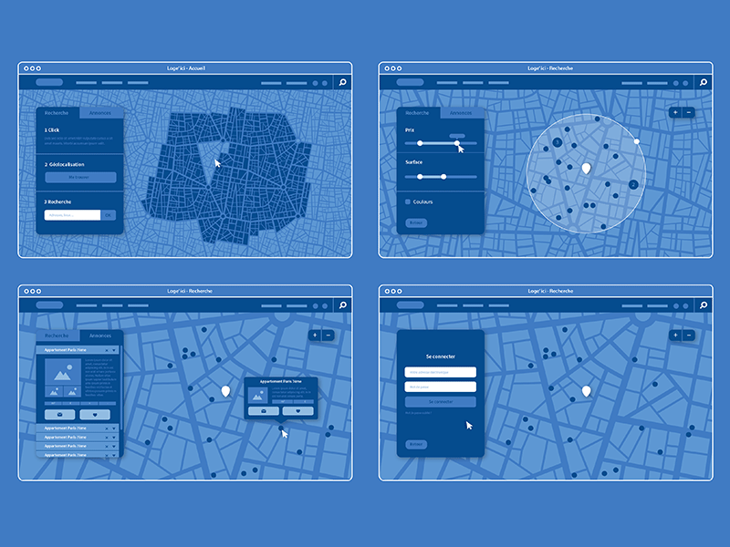 Wireframes blue blueprint boutton design gif map ui ux web design wireframe wireframes zoning