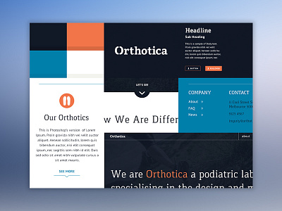 Orthotica Style Tile blue button design flat orange style tile typography ui web