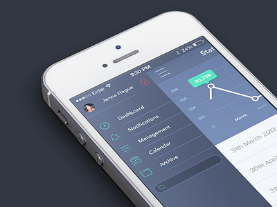Dashboard Statistics - Menu app bejtuladesign clean dashboard design flat ios7 menu statistics