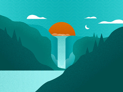 Manifest art environment fall header illustration illustrator landscape landscapes series vector vectoring vectorize water waterfall web