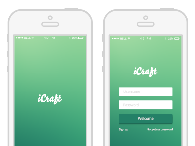iCraft mobile Login app clean flat icraft intersensus ios login minecraft minimal ui
