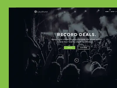 Loudfund Homepage Concept application flat interface layout loudfund minimal music redesign ui user interface web design website