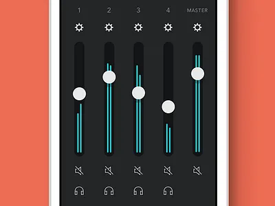 4 Track Mixer for iOS audio icons ios ios7 mobile music playback player recording slider ui ux