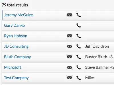 Close.io search results v2 bootstrap closeio crm keyboardshortcuts list results search ui web
