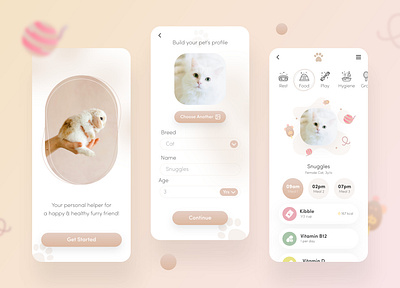 SNUGGLES - Pet Care App cat cats creative dog dogs graphic design mobile modern pet pets ui