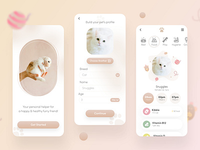 SNUGGLES - Pet Care App cat cats creative dog dogs graphic design mobile modern pet pets ui