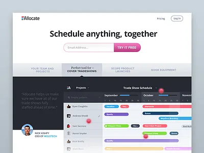 Allocate Marketing allocate landing marketing page plan planning product resource schedule