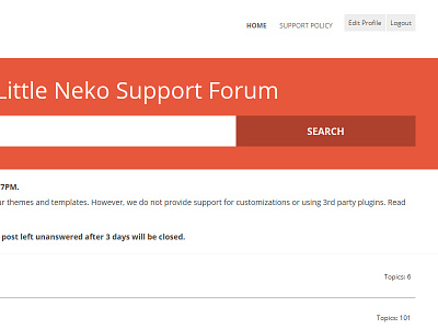 Little Neko Support forum refresh - bbpress theme design flat forum webdesign wordpress
