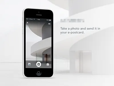 Camera app app camera capture interface ios 7 iphone iphone 5c postcard send simple ui