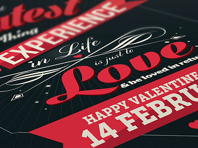 Valentine Day Poster Card Design black happy heart life love poster red sweet typography valentine valentine day wedding