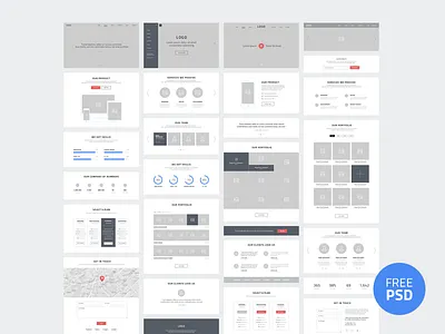 One Page Website Wireframes download free freebies portfolio prototype psd web website wireframe