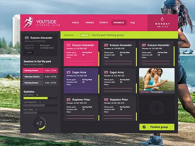 Youtside Fitness Tasks GUI + mobile Dashboard club dashboard fitness gui mobile responsive task