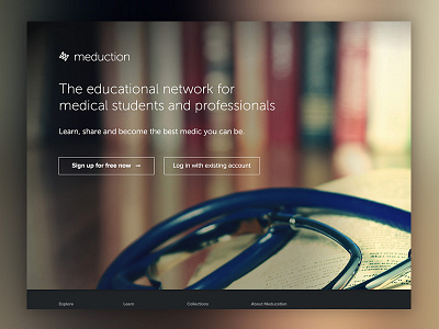 Meducation Landing Page blurred landing page large background medical simple