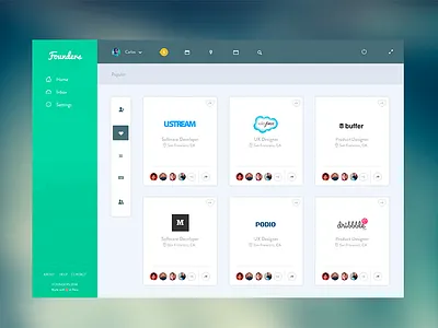 Founders - Home Flat (Redesign) cards dashboard flat founders header home icons lima peru startup