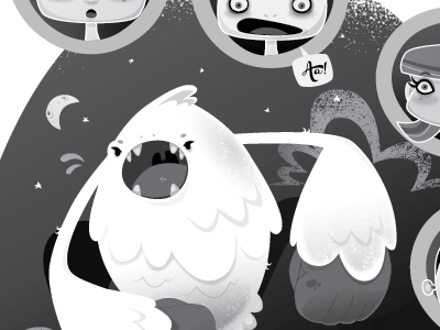 Downsy Yeti children fiction illustration retro vector yeti young adult