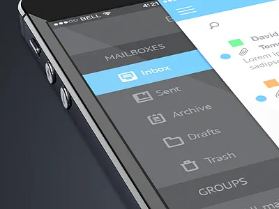 Zellomail - Mobile UI clean flat intersensus ios mail minimal mobile mockup showcase swap ui zellomail