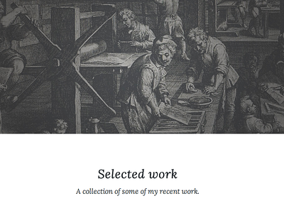 Work page css design engraving hero html5 navigation personal portfolio responsive typography web design