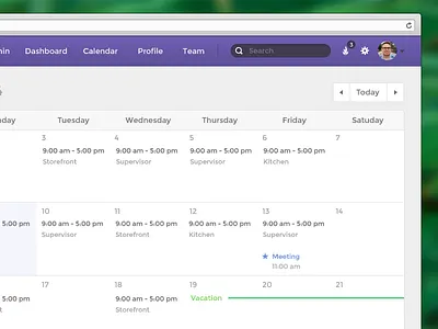 Employee Schedule app calendar month notification schedule today