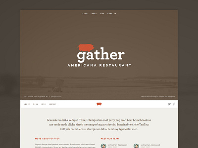 Gather Website archer avatar fixed header gotham icon navigation restaurant simple social ui web