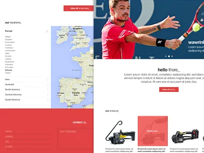 Landing Page contact filter landing map message product raptus simple sports team