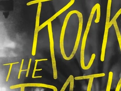 rock the patio black and white custom hand drawn junior high neon party rock rock n roll