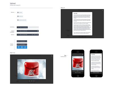 Upload and View blue button desktop fireworks grey mobile study upload view