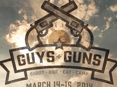 guys + guns banner flag guns guys manly masculine sun western