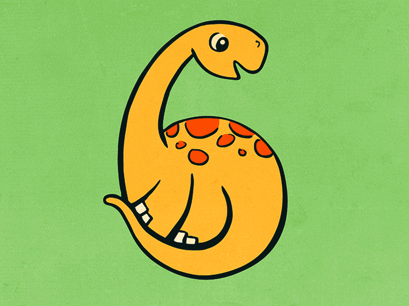 Cute Dinosaur Illustration 6 animated gif dino dinosaur gif illustration number number six six