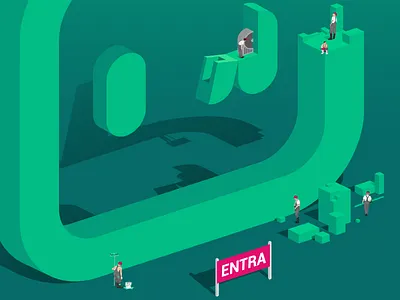 JobOK Magazine build building enter first issue flat green illustration job jobok magazine social workers