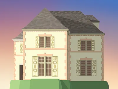 Yellow House art building design flat gradient house illustration vector windows