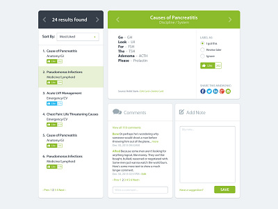 Mnemonic Search blue comments flat green knowmedge medical mnemonic navigation notes search search results social