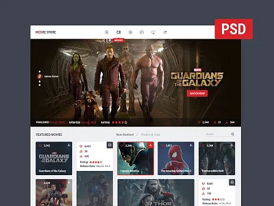 movie store - FREE PSD! clean dashboard design flat free freebie india psd template ui design uiux user interface