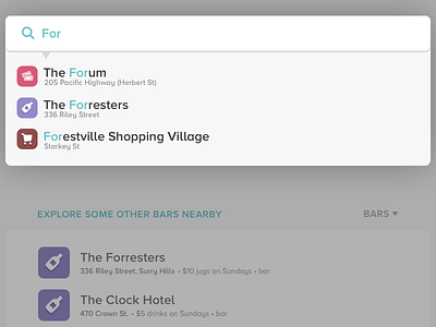 Places: search/explore autocomplete foursquare modal places search