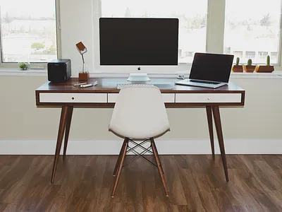 Workspace desk drobo eames herman miller imac macbook office workspace