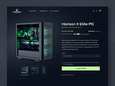 Product Page - Starforge Systems ecommerce gaming hero pc product page ui ux web design