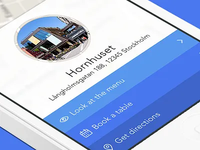 Finding food app blue flat food ios map menu tits ui