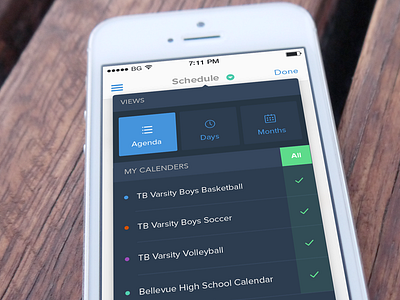 Calendar Filter app calendar filter flat ios ios7 menu minimal mobile