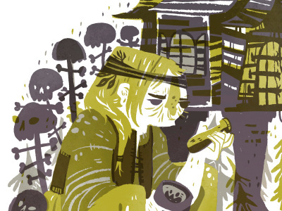 Babayaga baba folktale illustration purple witch yaga yellow