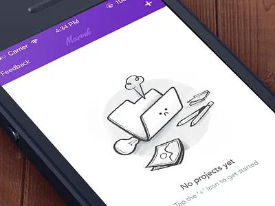 Marvel iPhone app - Projects page - Empty state empty state icon illustration iphone iphone app projects