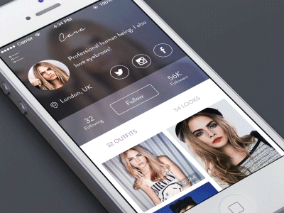 Menu interaction - fashion platform GIF after effects animation app inteface ios 7 menu profile slider ui ux