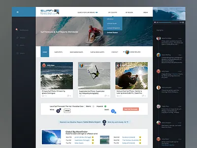 Surf forecast design flat surf timeline ui web
