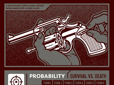 Russian Roulette Infographic design illustration print making