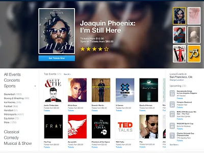 Responsive Event Site Teaser calendar dashboard event full browser grid interface movies music responsive tv show
