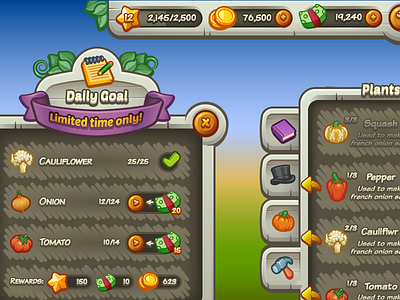 Complete Mobile Game Ui Kit Preview casual chalk chalkboard farm game ios mobile ribbon ui ui kit vector wood